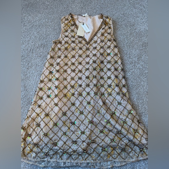 NWT! Anthropologie Let Me Be Crystal-Embellished Mini Shift Dress Medium - Picture 3 of 5